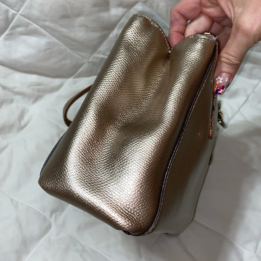 Coach Mini Christie metallic with snake embossed satchel strap carry all